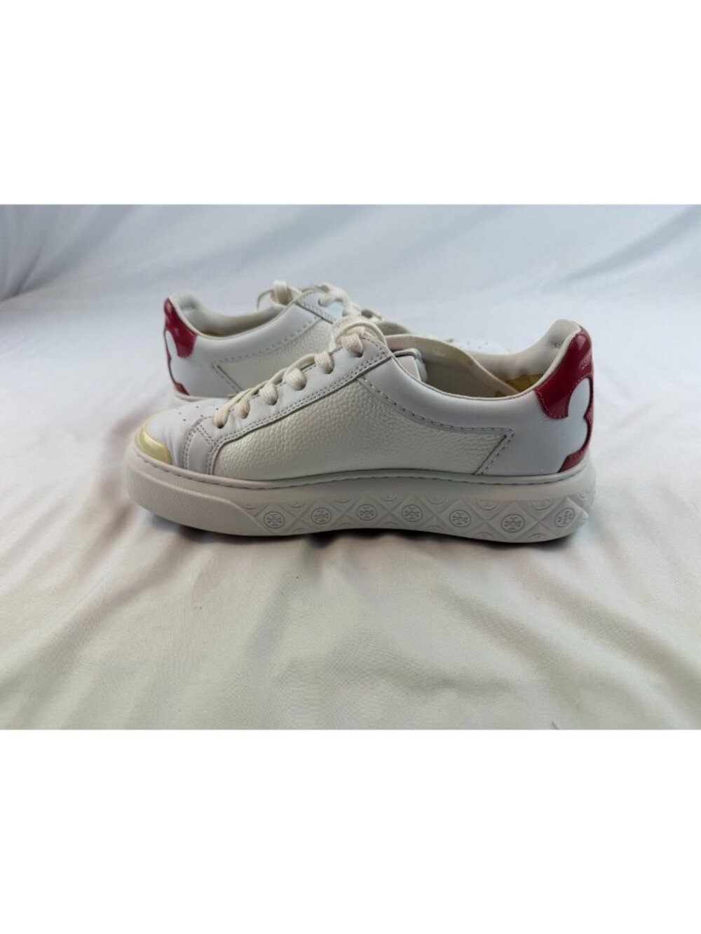 Tory Burch Ladybug Sneaker Size 8.5M White/Berry 149083 Excellent Condition - Picture 2 of 11